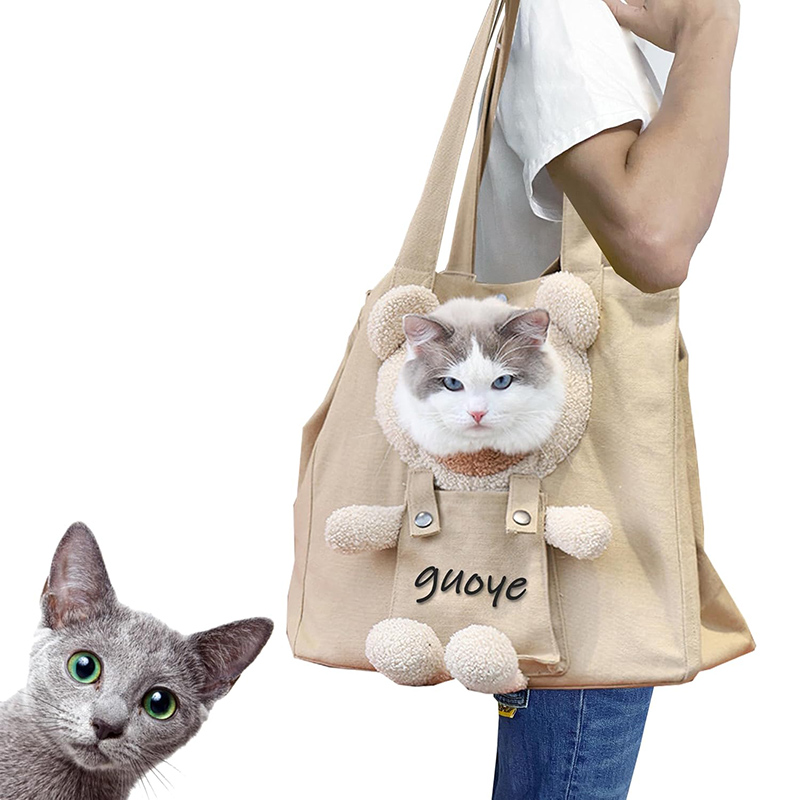 Display head pet canvas shaped shoulder bag, pet outdoor bag