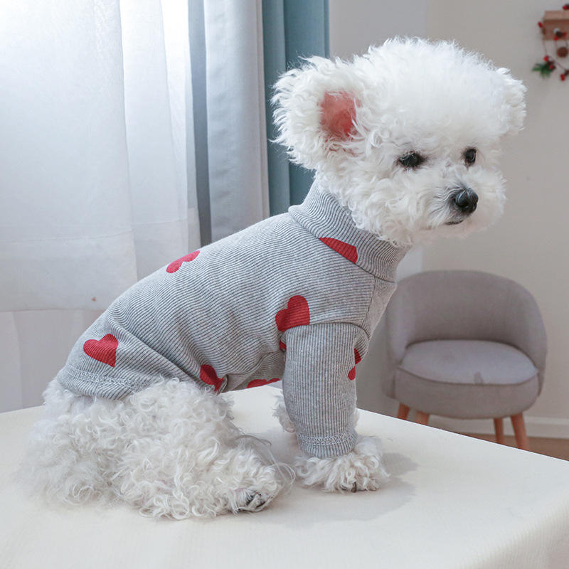 Pet Autumn And Winter New Clothes Cute Pet Love Two-foot Base Clothing Dog Cat Home Casual Two-foot 